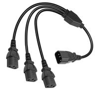 MejaRizon IEC320 Y Splitter Extension Cable, 30cm/1ft C14 to 3x C13 Short Power Y Type Cable, Y-Splitter UPS PDU Power Extension Adapter Cable Cord for Computer, TV, PC, Monitor