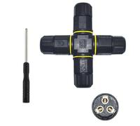 MejaRizon IP68 Waterproof Cable Connector, 4-Way X-Shape Wire Waterproof Electrical Connector, Ø4.5-8mm Cable Diameter junction box, 3 Pole Outdoor Cable Connector, UKCA, CE, RoHS Certified