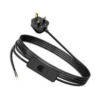 MejaRizon® Lamp Switch, 2 Core Table Lamp Pre-Made Cable with Inline Switch 1.8 Meters, 250V 6A Light Switches, UK Plug Light Switches with 13A Fused, Suitable for Desk Lamp, Black