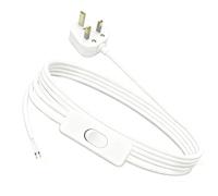 MejaRizon® Lamp Switch, 2 Core Table Lamp Pre-Made Cable with Inline Switch 1.8 Meters, 250V 6A Light Switches, UK Plug Light Switches with 13A Fused, Suitable for Desk Lamp, White