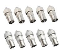 MejaRizon Pack of 10 Metal TV Aerial Coaxial Connectors, TV Aerial Coaxial Cable Adapter, 5 Female & 5 Plugs, Female Male Coaxial Cable, RF Antenna Plug, for RF Cable, Nickel-Plated