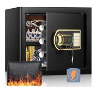 Mejasg 35L Safe Fireproof with Fireproof Waterproof Wallet, Digital Furniture Safe with Removable Shelf & External Battery Compartment, Wall Safe for Home, Cash, Jewellery, A4 Documents
