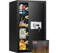 Mejasg Home Safe Box with A4 Fireproof Bag and 3 Removable Shelves, Anti-theft 102L Extra Large Safes for Home with Alarm and Silent Mode, Security Wall Safe Digital Safe for Money Jewelry A4 Document