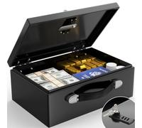 Mejasg Portable Document Box Fireproof Box with Digital Code and Key 18L Home Safe with Handle Fire Resistant Waterproof Cash Medicine A4