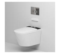 MEJE #MZE014P - Intelligent Wall-Hung Toilet, One-Piece Elongated Smart Toilet with Bidet Built in,Heated Seat, Warm Air Dryer,Auto Flush, Auto Open and Close, Remote Control, Night Light, White