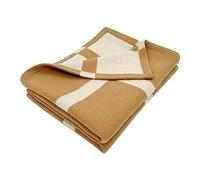 MeJeewool Thick Warm 70% Wool Throw Blanket, Striped Mens/Womens Wool Blanket Great for Camping, Outdoors, Travel, Indoor Couch Throw, 55" x 70" with Exquisite Box for Gift (Camel)