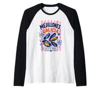 Mejillones de Galicia Mussels Spain Coastal Seafood Design Raglan Baseball Tee