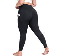 MEJING L-6XL Plus Size Yoga Pants for Women with Pockets 25" Tummy Control, Black, 5X-Large Plus