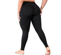 MEJING Plus Size Butt Lifting Leggings with Pockets for Women, L-5XL Yoga Pants Tummy Control, High Waist Workout Leggings, Black, 4X-Large Plus