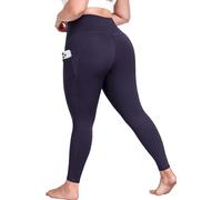 MEJING Plus Size Yoga Pants with Pockets, L-6XL Soft Stretch Leggings High Waisted, Tummy Control Thick Workout Leggings 25", Dark Purple, 6XL Plus