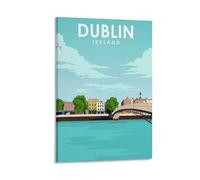 MEJONI Dublin Ireland Vintage Travel City Art Poster Decorative Painting Canvas Wall Art Living Room Posters Bedroom Painting 12x18inch(30x45cm)