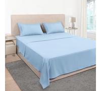 Mejoroom Queen Sheet Set - Hotel Luxury 1800 Sheets & Pillowcase Sets - Extra Soft Bed Sheets - Deep Pocket Fitted Sheet, Breathable, Wrinkle & Fade Resistant - 4 Piece (Queen,Light Blue)