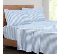 Mejoroom Striped King Size Sheet Set - Soft Microfiber Bed Sheets,Deep Pocket Fitted Sheet, Soft, Breathable, Wrinkle & Fade Resistant - 4 Piece (Blue Stripe)