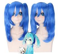 MekakuCity Actors Enomoto Takane Cosplay Wigs for Women Medium Long Blue Fake Hair Wig with Two Ponytail for Anime Universal