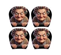 Mekalero Car Headrest Decor Cover Set, C | Humorous Portrait Artwork, Easy Slip-on Change for Casual Travel Themes