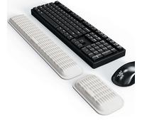 MEKASS Ergonomic Wrist Rest for Keyboard and Mouse, Soft Memory Foam Keyboard Wrist Rest Set with Non-Slip Silicone Base, Easy Typing, Pain Relief, Comfort for Office, Work, Gaming (White)