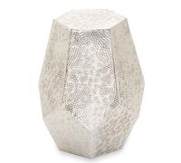 mekbuda drum style metal side table in polished aluminium