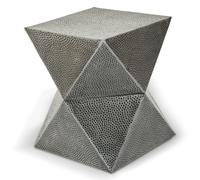 mekbuda inverted triangular metal stool in antique zinc