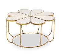 mekbuda petal white marble top coffee table with gold frame