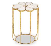 mekbuda petal white marble top side table with gold frame