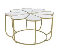 mekbuda petal white mirrored top coffee table with gold frame