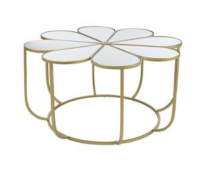 mekbuda petal white mirrored top coffee table with gold frame