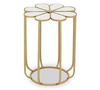 mekbuda petal white mirrored top side table with gold frame