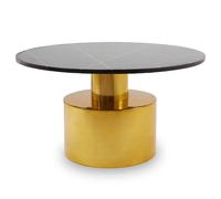 mekbuda round black marble top coffee table with gold base