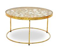 mekbuda round clear glass top coffee table with gold frame