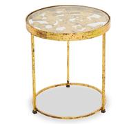 mekbuda round clear glass top side table with gold frame