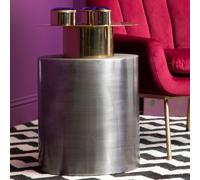 mekbuda round metal side table in gold and antique zinc