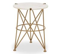 mekbuda round white marble top side table with angular legs