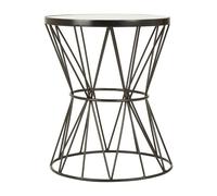 mekbuda round white marble top side table with corset frame