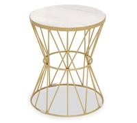 mekbuda round white marble top side table with gold frame