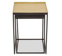 mekbuda square metal nest of 2 tables in gold and silver