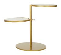 mekbuda white marble 2 shelves side table with gold frame