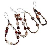 Mekdcaao Beaded Vintage Phone Charm Wristlet Strap with Leopard Print, Anti-lost Mobile Phone Lanyard for Women, Compatible with Most Smartphone Models, Cute Beaded Cellphone Wrist Strap (2PCS-B)