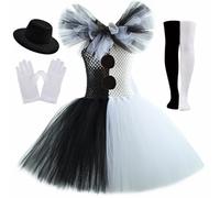 Mekdcaao Kids Halloween Costumes Kids 4-Piece Clown Costume Set Horror Killer Clown Masquerade Costume Suitable for Halloween Carnival Role Play Party (black,2-3Y(80-90cm))