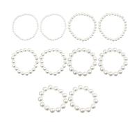 MEKEET 10PCS Stackable White Pearl Bracelets Set - Classic Faux Pearls Stretch Bracelets for Ladies - Party, Wedding, Gift