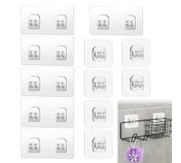 MEKEET 12PCS Shower Caddy Adhesive Hooks Replacement Transparent Waterproof Strong Stickers Shower Caddy Adhesive Pad No Drilling Corner Hooks for Bathroom Shower Shelf Basket Soap Dish Hanging Hooks