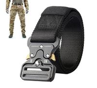 MEKEET 1PCS Military Belts for Men Breathable and Adjustable Canvas Nylon Work Belts for Men with Heavy Duty Buckle Quick Release Tactical Belt for Daily Working and Outdoor Sports (Black)