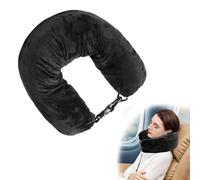 MEKEET 1PCS Portable Stuffable Neck Pillow Black Multifunctional Stuffable Travel Pillow Travel Neck Pillow Storage Bag with Adjustable Straps Soft Stuffable Neck Pillow for Travel Extra Luggage