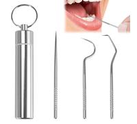 MEKEET 1PCS Toothpick Holders Metal Toothpick Set with 304 Stainless Steel Toothpick Set Reusable Titanium Tooth Pick Metal Pill Box with Key Chain Travel Toothpick in Case for Outdoor Activities