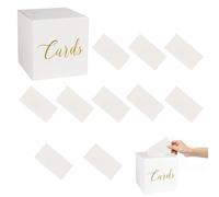 MEKEET 1PCS Wedding Card Box with 10 White Cards, Rectangular Cardboard Box with Hinged Lid, 22 cm (L) x 22 cm (W) x 1.3 cm (H), Ideal for Wedding Reception, Raffle, Donation, Vote, Fundraising