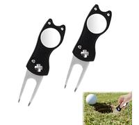 MEKEET 2PCS Divot Tool with Pop Up Button Portable and Durable Stainless Steel Pitch Mark Repair Tool Foldable Golf Pitch Mark Repairer Tools Best Choice for Professional Golfers and Golf Enthusiast