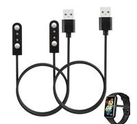 MEKEET 2PCS Reflex Active Smart Watch Charger, 2 Pin Magnetic, Black, USB, Compatible with Haylou Solar, RT, RT2, RS4, Charger