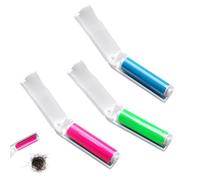 MEKEET 3-Piece Mini Lint Roller - Foldable Travel Size in Green, Red, Blue - Washable Reusable Pet Hair Remover for Carpets, Sofa, and Furniture