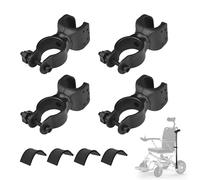 MEKEET 4PCS Walking Stick Holder Black Walking Stick Holder for Mobility Scoote Cane Holder for Drive Rollator Universal Crutch Clip for Wheelchair 360 Degree Rotatable Crutches Stick Bracket Ac