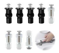 MEKEET 8PCS Universal Toilet Seat Fixings Black or White ABS, Stainless Steel Hinges Screws Lid Top Fixing Hinge Replacement Nuts for Toilets WC Blind Hole