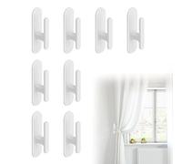 MEKEET 8PCS Window Cord Winder White Safety Back Self Adhesive Curtain Hooks Wrap Cleats Children Proofing Blind Cord Hooks for Home Office Blinds Curtains Sun Shades Ropes